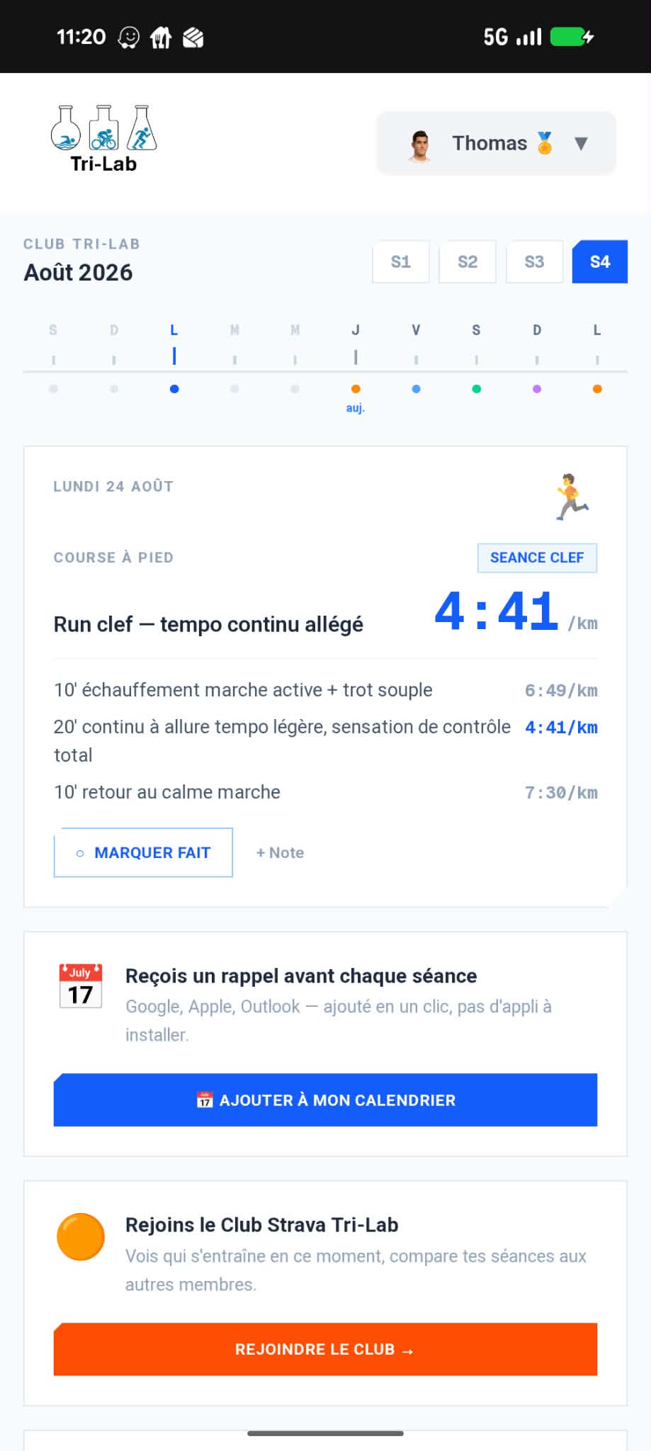 Exemple de séance du programme Tri-Lab